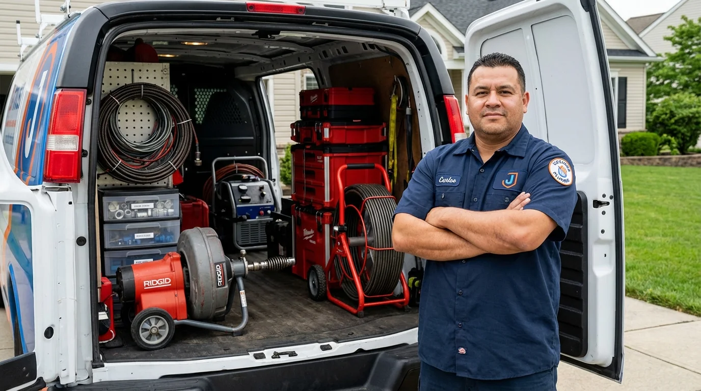 Professional drain cleaning equipment and Johns Plumbing LLC plumber in Wallace