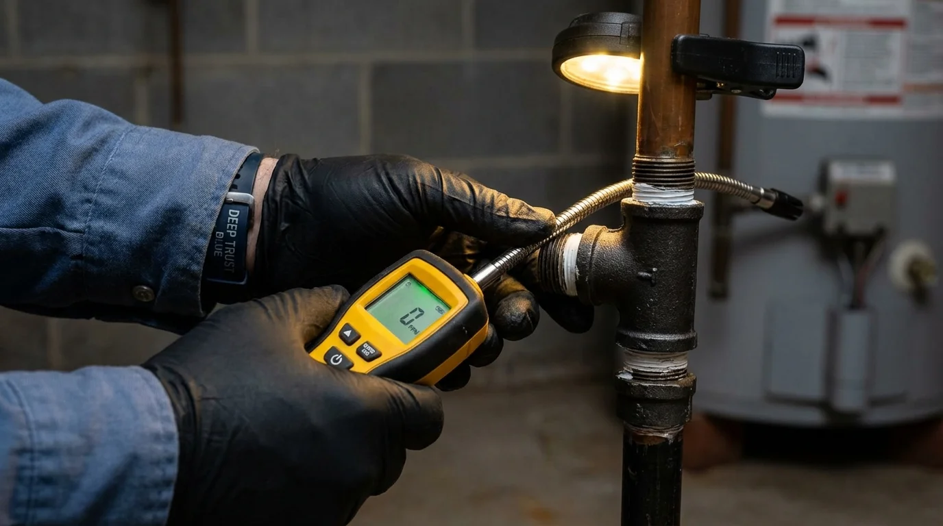 Gas leak detection with electronic sniffer by Johns Plumbing LLC in Wallace