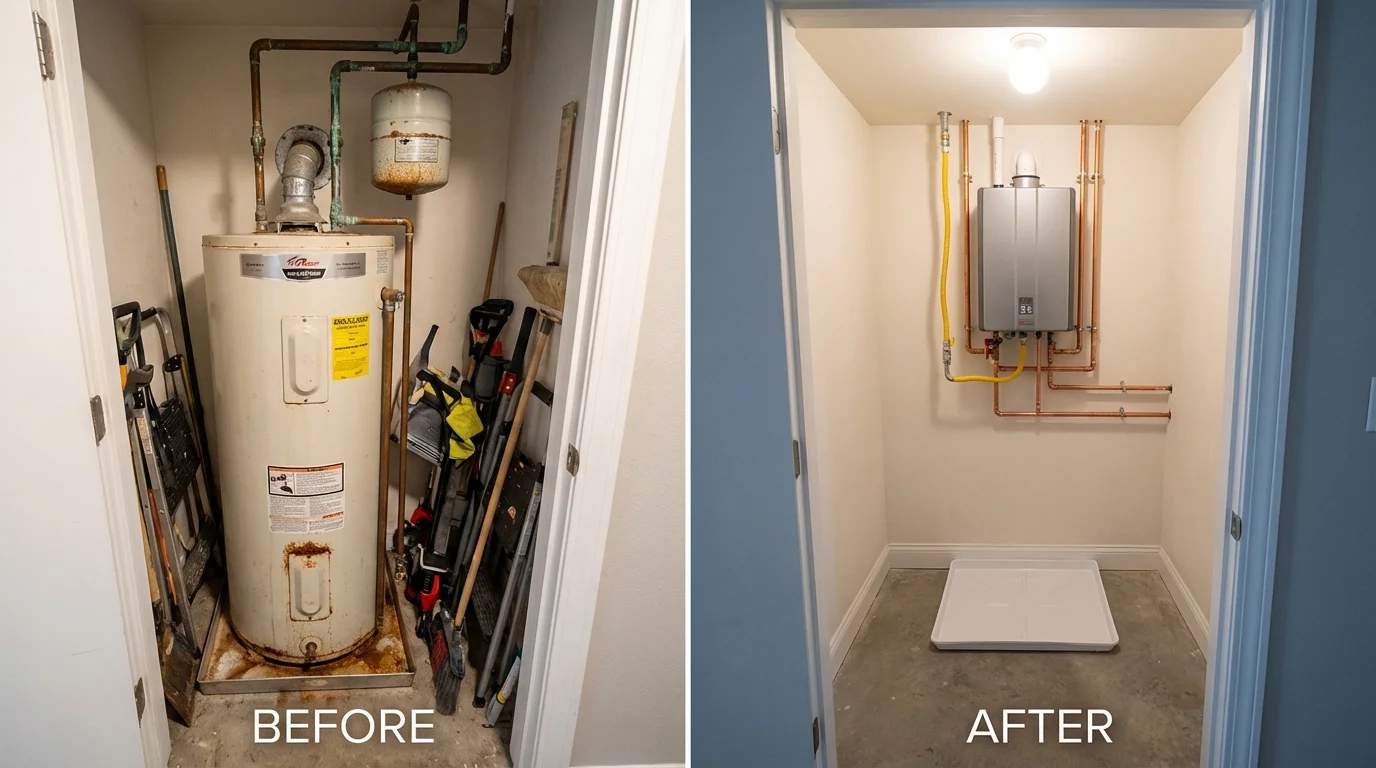 Tank water heater versus wall-mounted tankless unit comparison for Wallace, ID homeowners